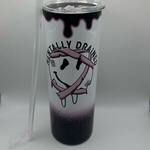 Stainless Steel 20oz Tumbler with Straw Mentally Drained